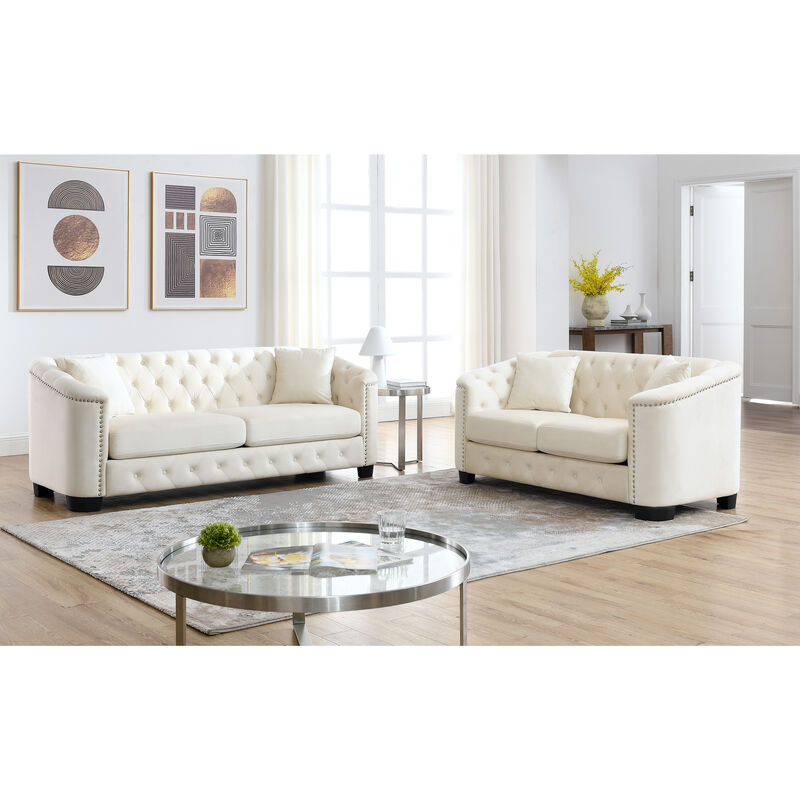 Nudmel Velvet Chelsfield Sofa Set image number 1