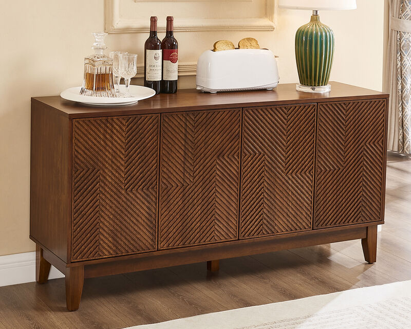 Tegwux Sideboard with Carved Geometric Doors image number 1