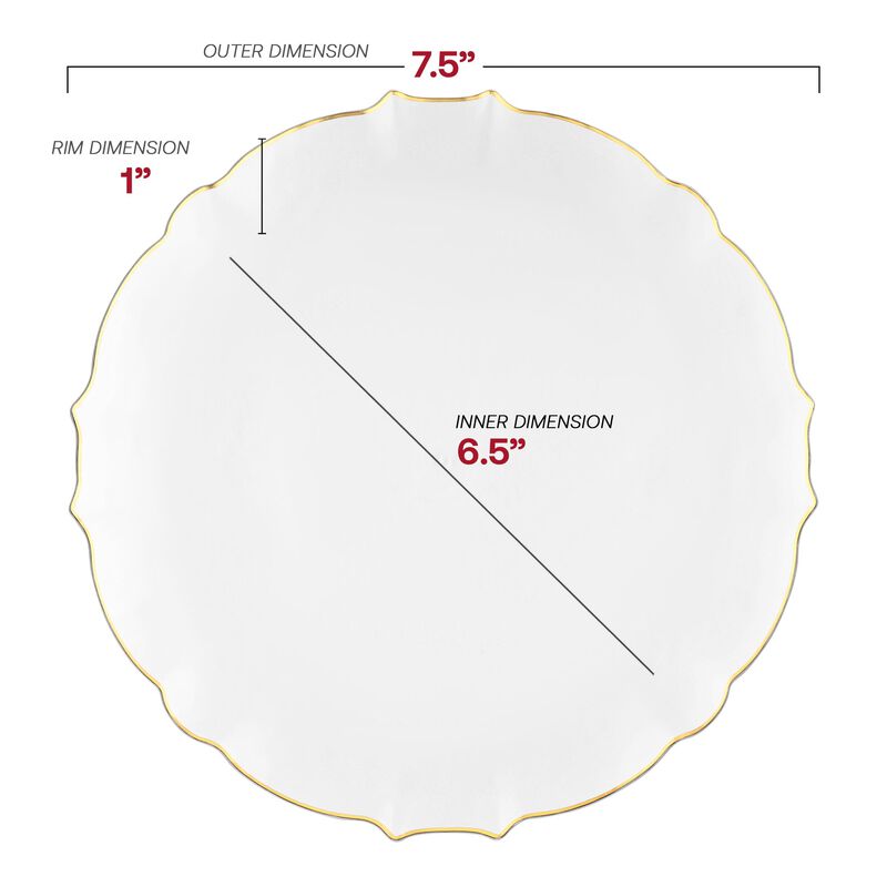 7.5" Clear with Gold Rim Round Lotus Plastic Salad Plates (120 Plates) image number 2