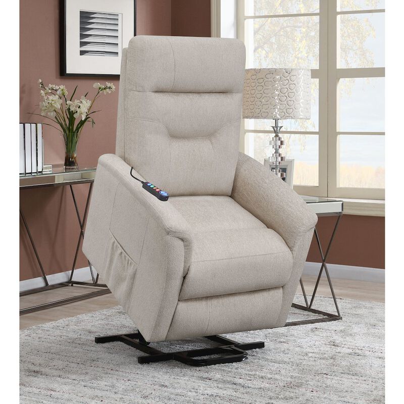 Coaster Co. of America Henrietta Upholstered Power Lift Massage Chair Beige image number 5