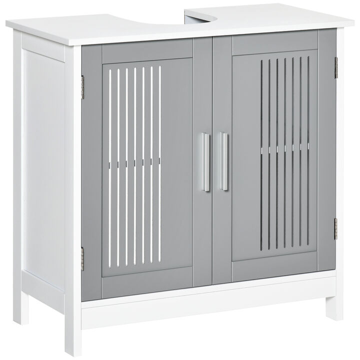 Bathroom Under Sink Cabinet Vanity Unit w/ Adjustable Storage Shelves, Grey