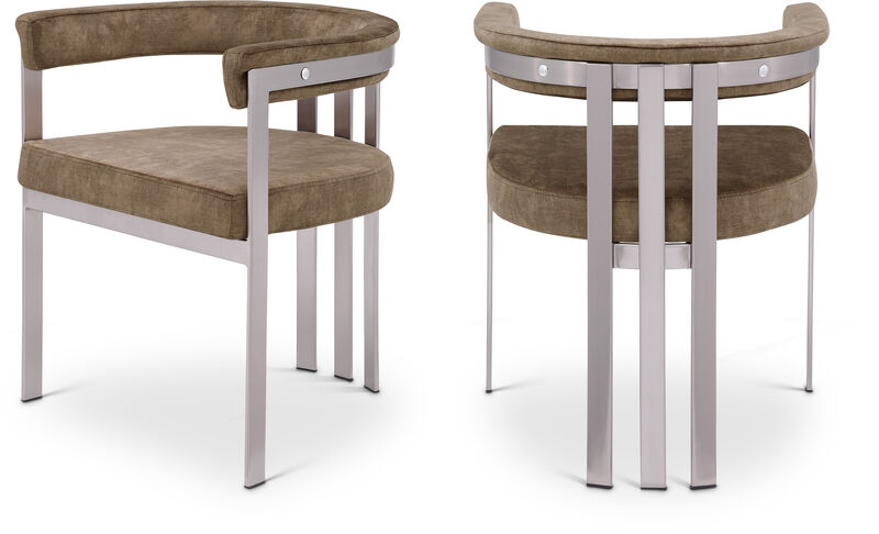 Meridian Furniture Marcello Brown Velvet Dining Chair, Set of 2