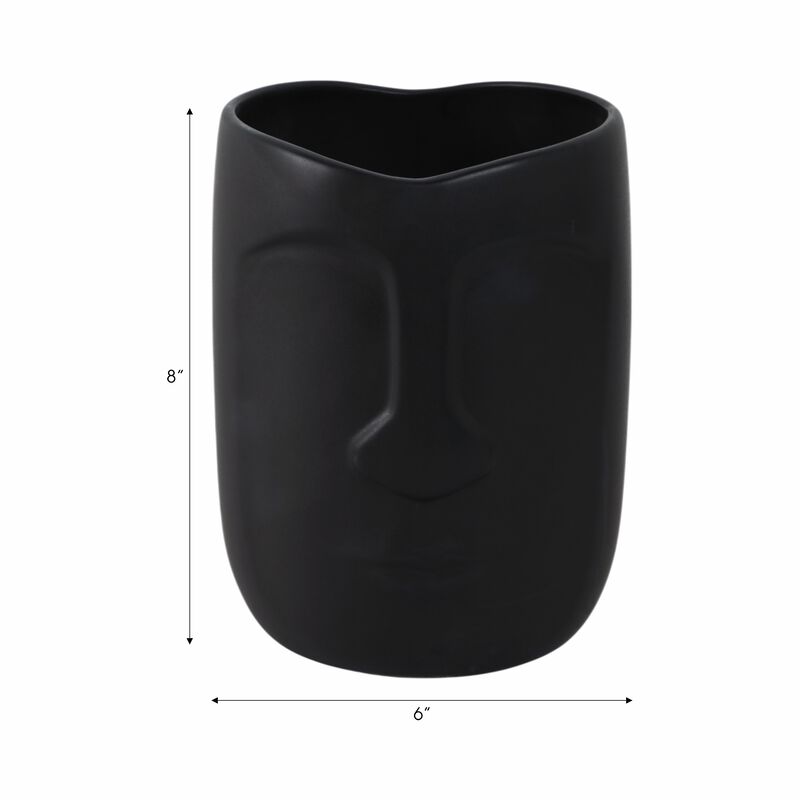 6" Face Vase, Black