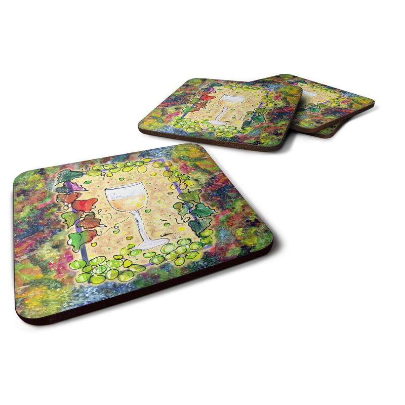 Caroline's Treasures 8617FC Wine Foam Coasters (Set of 4), 3.5 H x 3.5 W, Multicolor