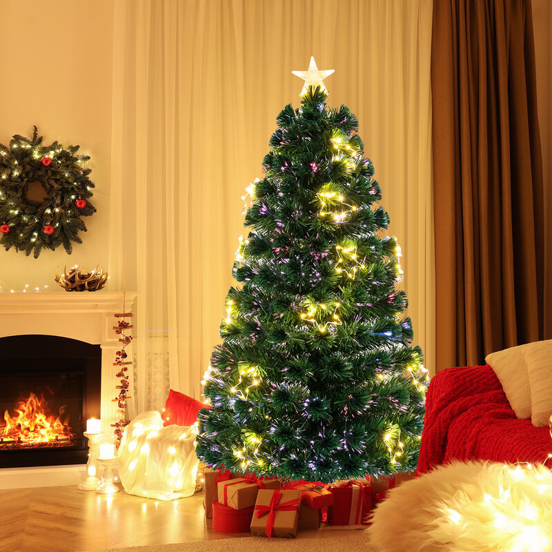 Pre-Lit Artificial Xmas Tree with Top Star and Branch Tips