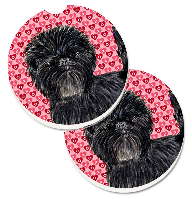 Caroline's Treasures Affenpinscher Hearts Love & Valentine's Day Portrait Set of 2 Cup Holder Car Coasters SS4511CARC, 2.56, Multicolor image number 0