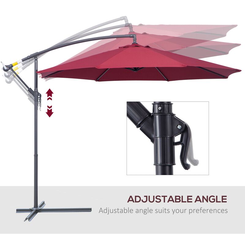 Vibrant Flexible Shade: 10' Red Cantilever Patio Umbrella with Tilt Function