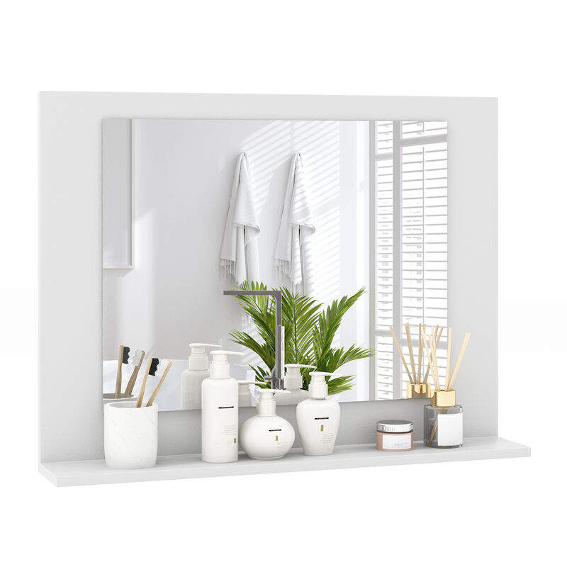 Rectangular Bathroom Mirror with Shelf for Storage and Organization