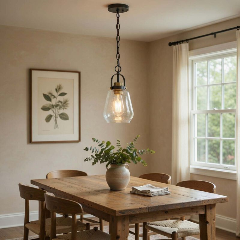 Lantern Accent Ceiling Pendant Light, Clear Glass Shade, 13 Inch Black image number 8