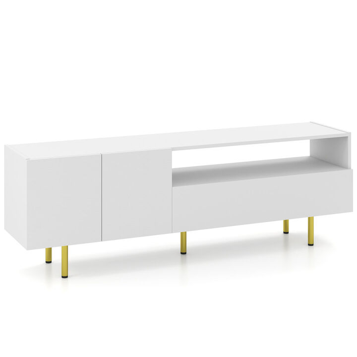Modern Entertainment Center TV Stand with Storage Cabinet and Metal Legs