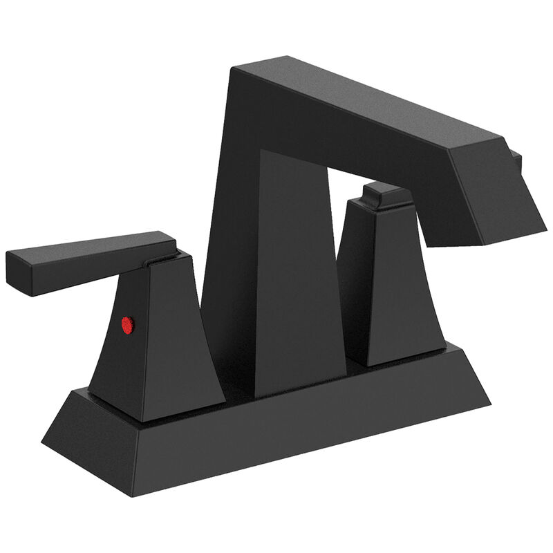 Centerset Bathroom Faucet, Matte Black 2-Handle Sink Faucet with Pop-Up Drain & Hoses