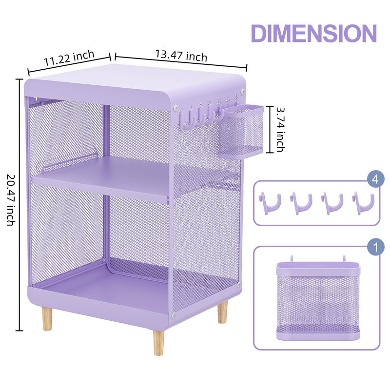SYKIARIOL Night Stand,Cute End Table with Storage Drawer,Kids Nightstand for Bedroom Furniture,Bedside Table Small Purple Nights