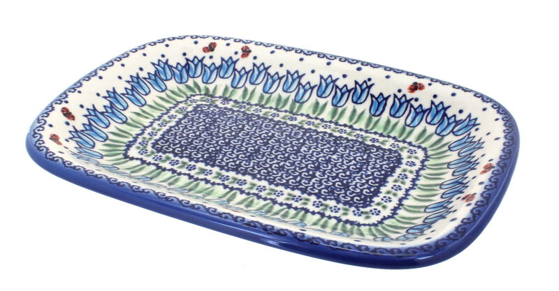 Blue Rose Polish Pottery Melanie Small Rectangular Serving Platter