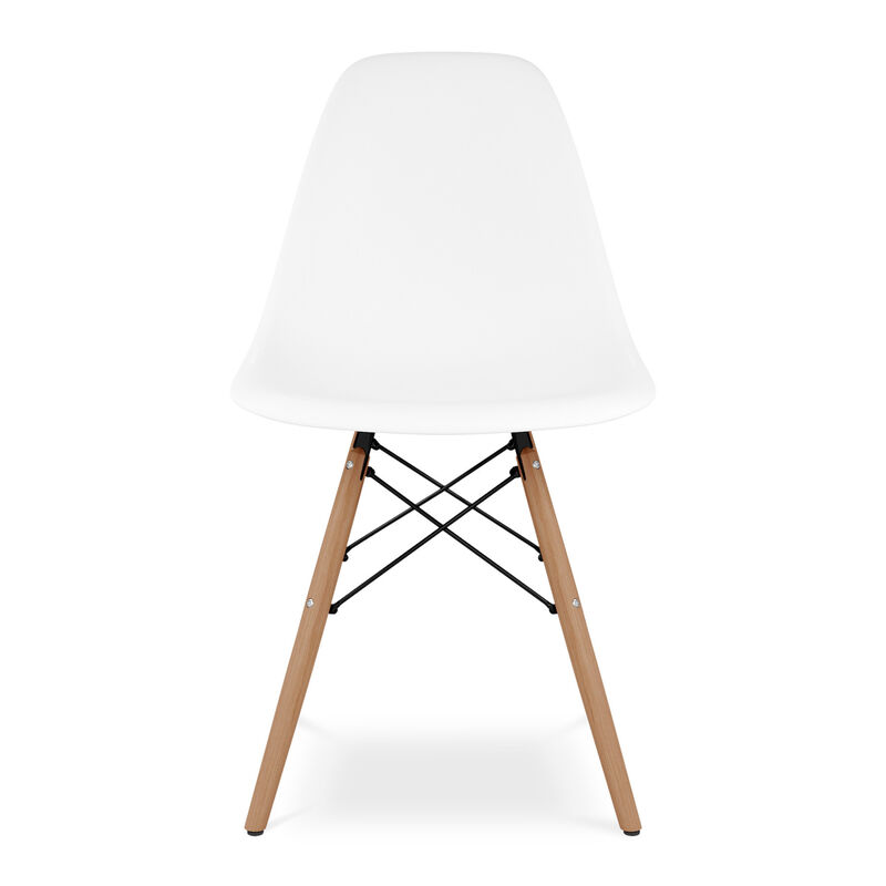 HomeRoots White And Natural Heavy Duty Plastic And Wood Dining Side Chair image number 5