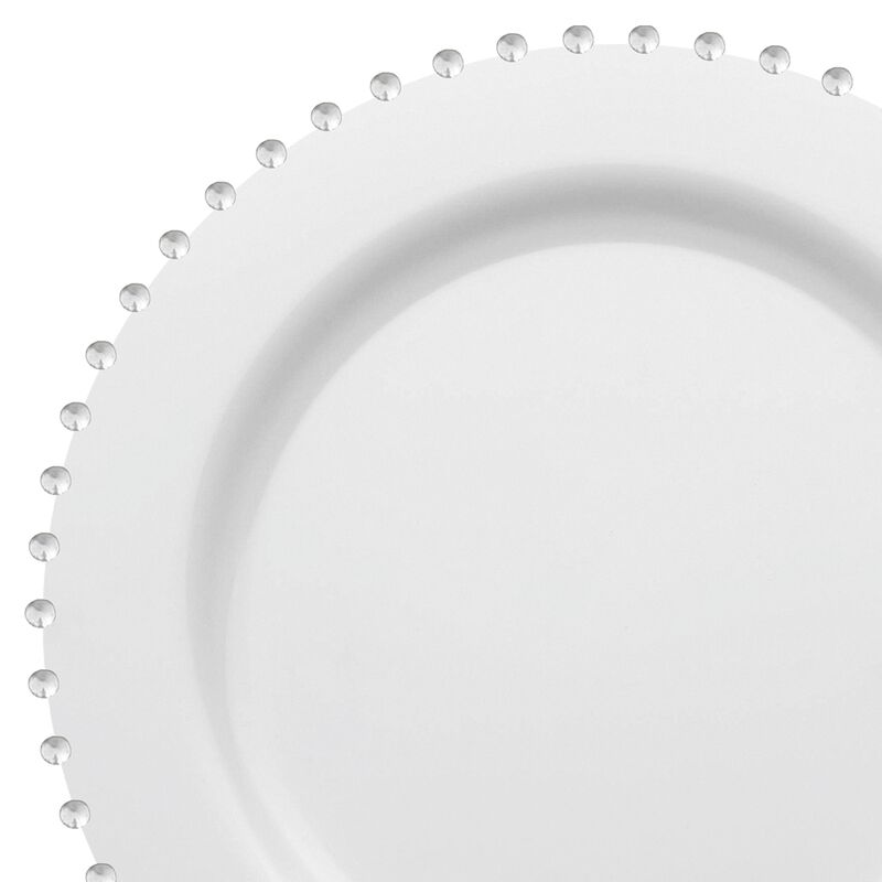 7" White with Silver Pearl String Round Plastic Salad Plates (120 Plates) image number 8