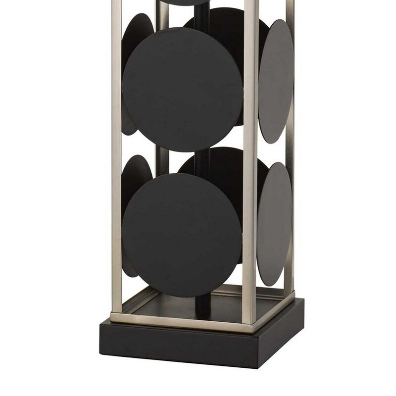 31.5" Metal Table Lamp with Geometric Accents, Black and Silver-Benzara image number 4