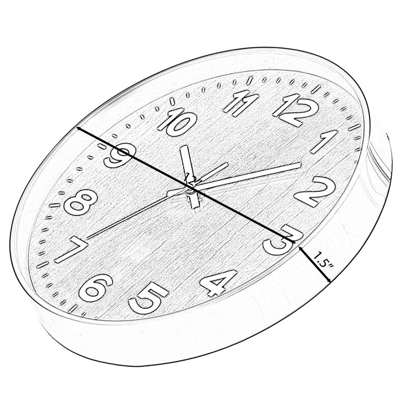 Decorative Modern Round Wood- Looking Plastic Wall Clock for Living Room, Kitchen, or Dining Room, Brown