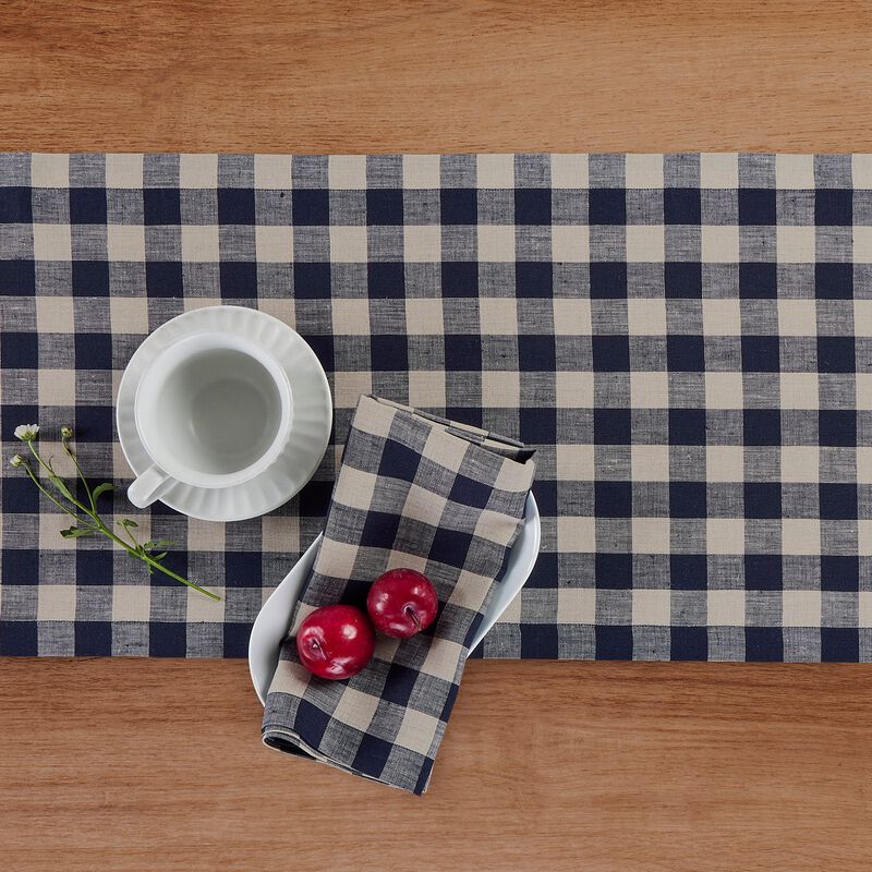 Christmas Linen Table Runner - Morgan Check, Solino Home