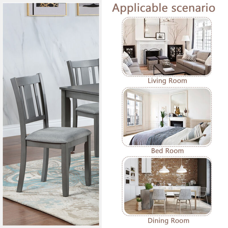 Set of 4 Wooden Dining Chairs with Padded Seat, Upholstered Kitchen Chairs