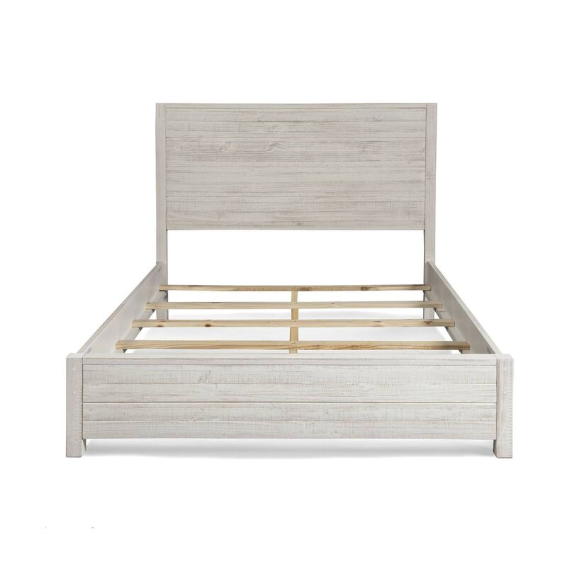 Hivvago FarmHome Off White Solid Pine Platform Bed in Queen Size