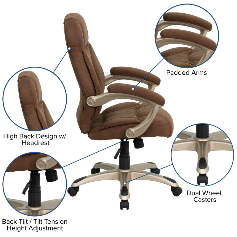 Jessie High Back Black LeatherSoft Contemporary Executive Swivel Ergonomic Office Chair image number 2