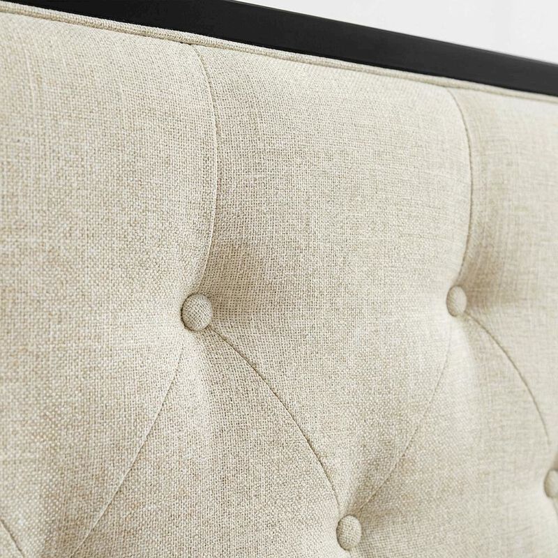 Tufted Fabric Full Headboard with Wooden Frame for Stylish Bedroom image number 4