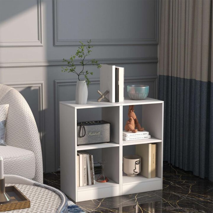 Hivvago 2 Pieces 2-tier Bookcase Set with Anti-toppling Device