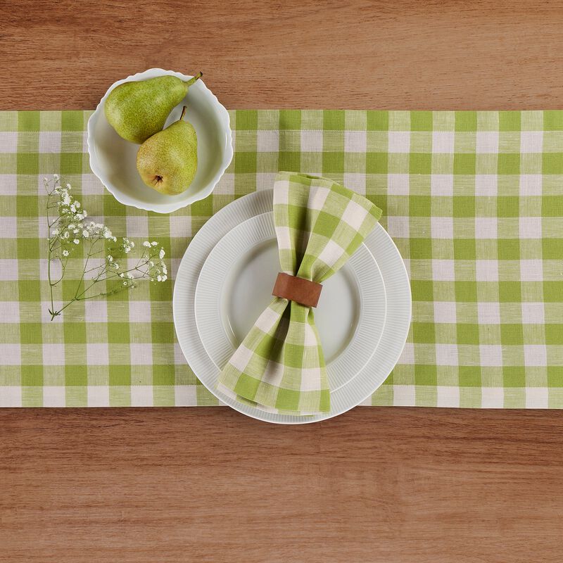 Solino Home Morgan Check 100% Linen Table Runner &ndash; Handcrafted, Machine Washable, Perfect for Holiday and Everyday Dining