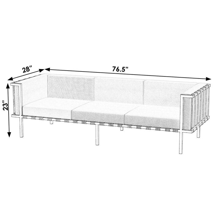 Butler Specialty Norway Outdoor Patio Sofa with Cushions, Black and White