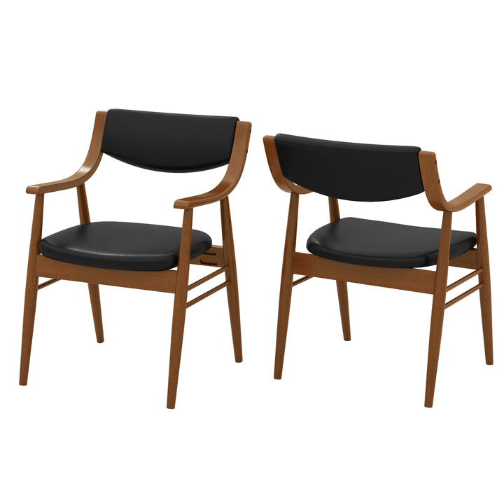 Wooden Dining Chair Set of 2 with Padded Seat and Back