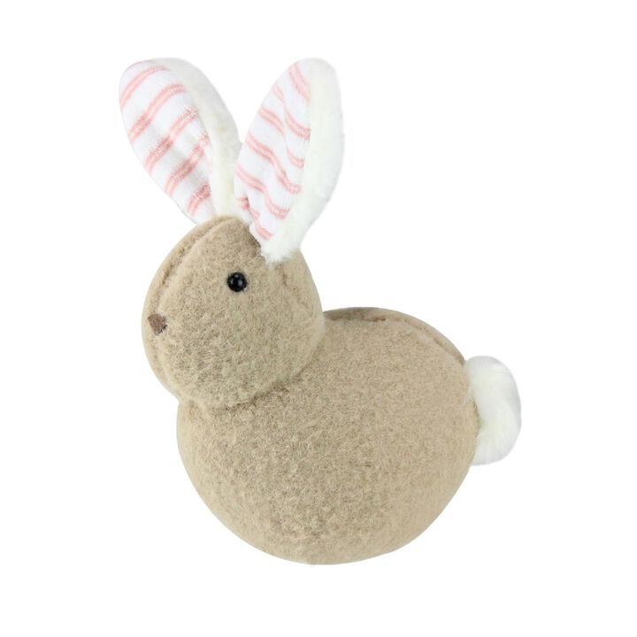 9" Tawny Brown and White Plush Rabbit Easter Tabletop Figurine