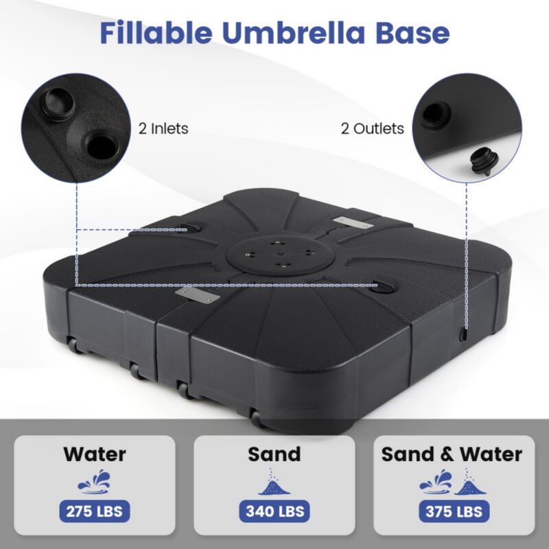 Outdoor Cantilever Umbrella Base Square Water and Sand Fillable Base-35 Inches image number 5