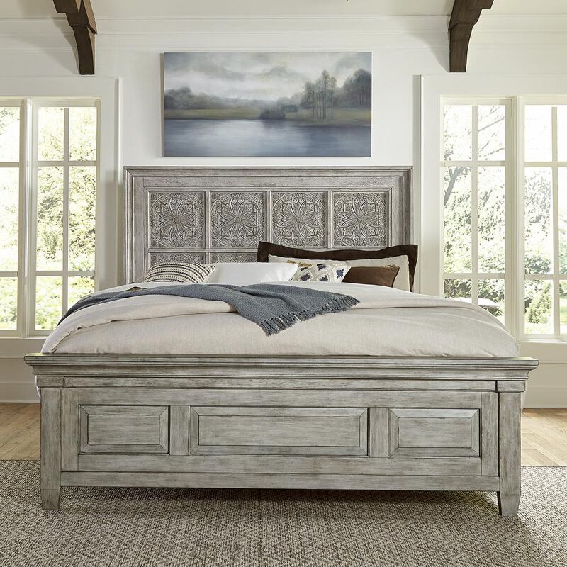 Liberty Furniture Heartland Optional King Panel Bed in Antique White w/ Tobacco Top image number 1
