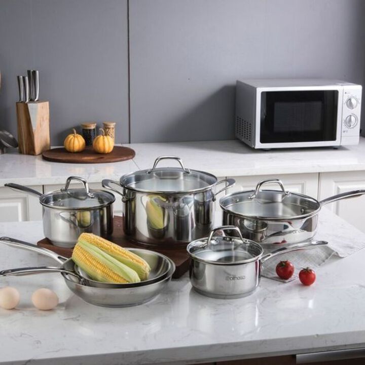 Hivvago 12 Piece Cool Touch Stainless Steel Cookware Set