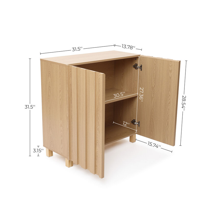 31" Fluted 2-Door Wood Storage Cabinet image number 6
