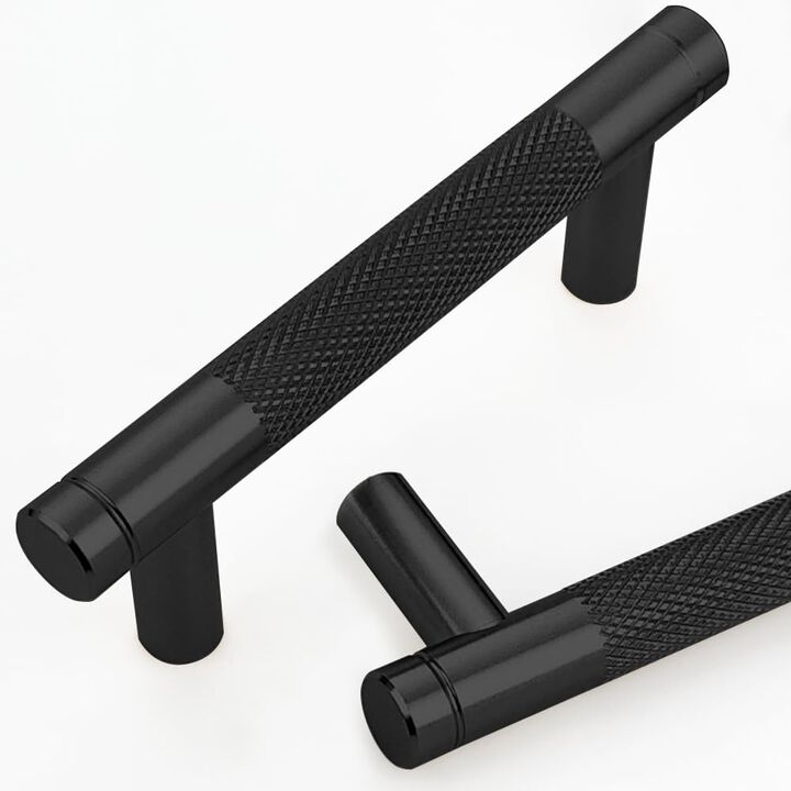 Gutuwellea 2 Pack 3 Inch 76 mm Black Knurled Cabinet Handles Cabinet Pulls Aluminum Handles Knurled Drawer Pulls Oxidation Finis