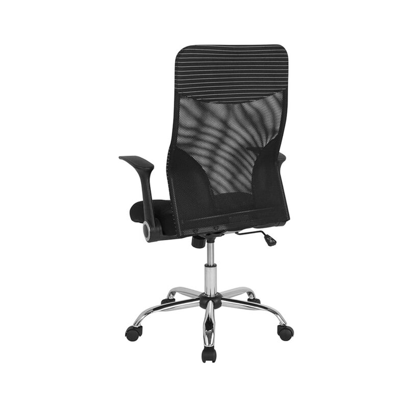 Milford High Back Ergonomic Office Chair with Contemporary Mesh Design in Black and White image number 4