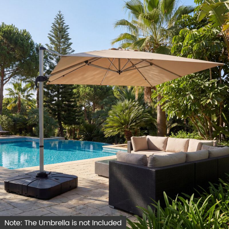 Outdoor Cantilever Umbrella Base Square Water and Sand Fillable Base-35 Inches image number 2