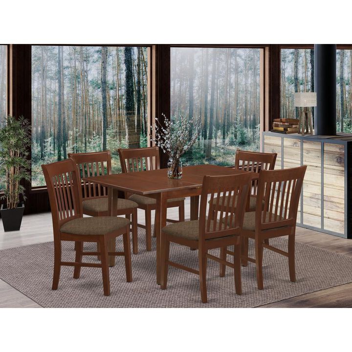 7 Pc Kitchen nook Dining set -Table with Leaf and 6 Dining Chairs