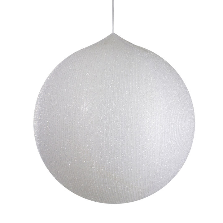 19.5-inch White Tinsel Inflatable Christmas Ball Ornament Outdoor Decor