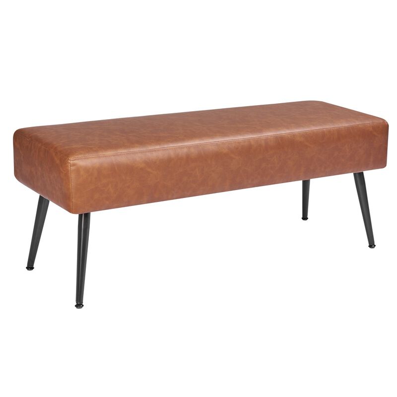 PU Leather Bedroom Bench with Legs, Upholstered Shoe Bench for Entryway and Hallway Seating-Brown image number 8