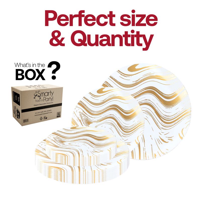 White with Gold Waves Plastic Dinnerware Value Set (120 Sets) image number 4