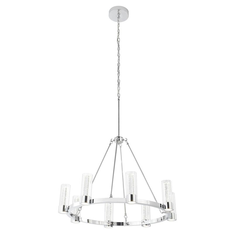 Victory Chandelier Chrome Metal and Acrylic 8 LED Lights Dimmable