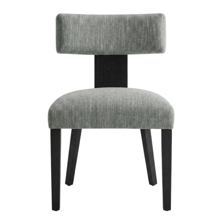 Fabric Upholstered Modern Dining Chair, Heathered Weave Gray Black, Set of 2