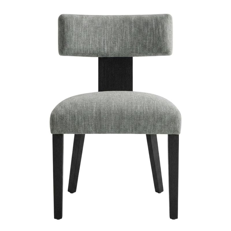 Fabric Upholstered Modern Dining Chair, Heathered Weave Gray Black, Set of 2 image number 0