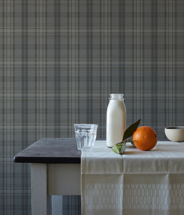 Austin Charcoal Plaid Wallpaper (Set of 2)