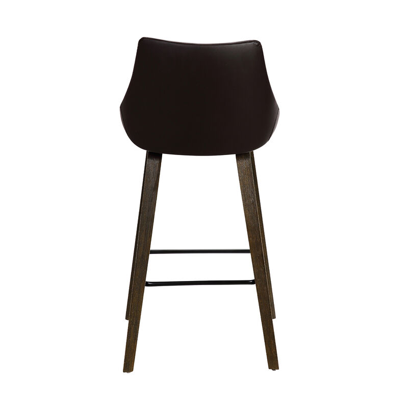 Dani  Brown Faux Leather Barstool in Walnut Glazed Finish