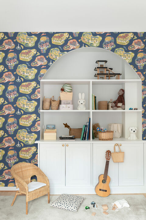 Staden Dark Blue Wallpaper (Set of 2)