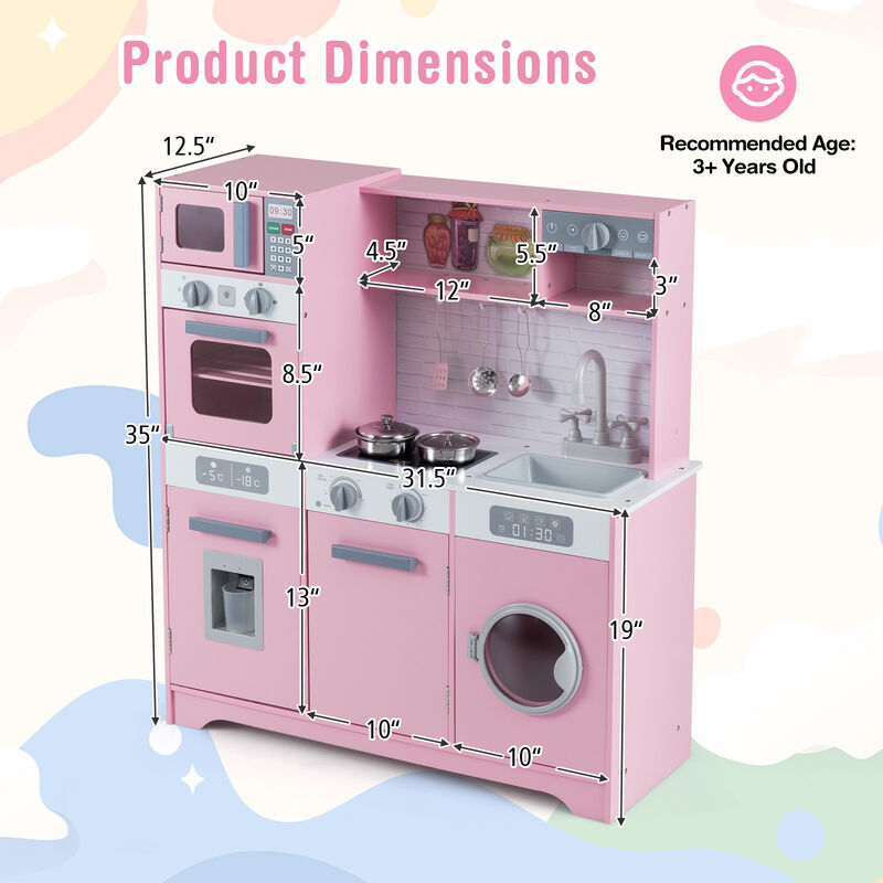 Pretend Play Kitchen Toy Set with Accessory Playset Real Lights & Sounds for Interactive Fun image number 2
