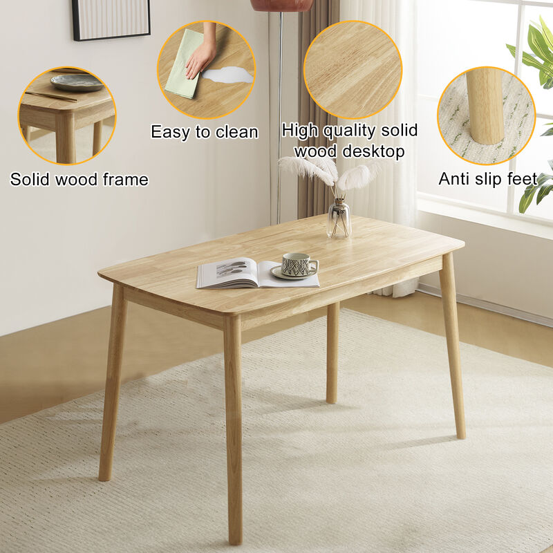 Rectangular Rubber Wood Dining Table Set with 4 Cushioned Chairs for Kitchen image number 4